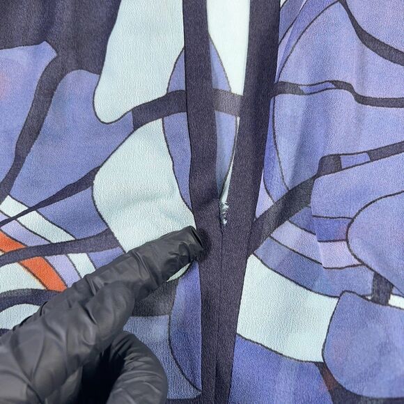 Vintage 1970s Gottex Maxi Dress Swim Cover Caftan Flowey Boho Blue Floral Medium - Picture 4 of 16